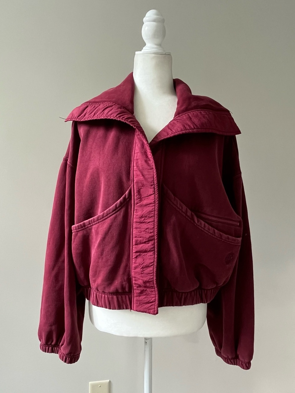 Free People Movement Mauroon Knit Snap Front Post Workout Jacket